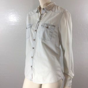 H&M Denim Button Down Long Sleeve Shirt Light Wash